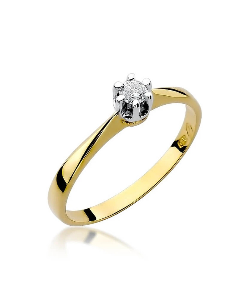Złoty Pierścionek 14k z diamentem brylant 0,10ct
