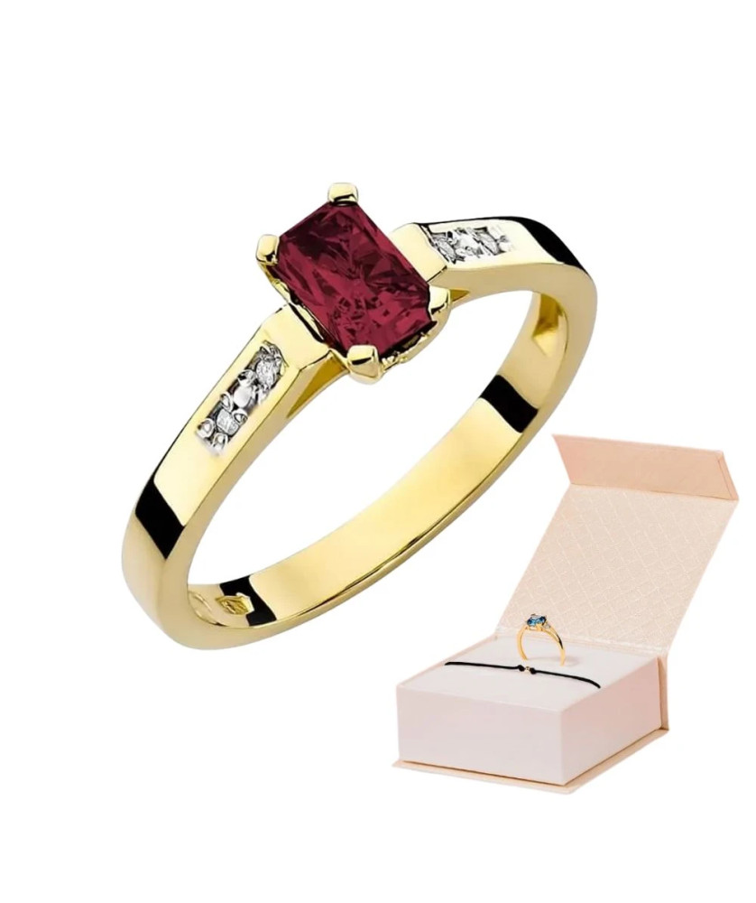 Złoty Pierścionek 14k z diamentem rubin 0,80ct