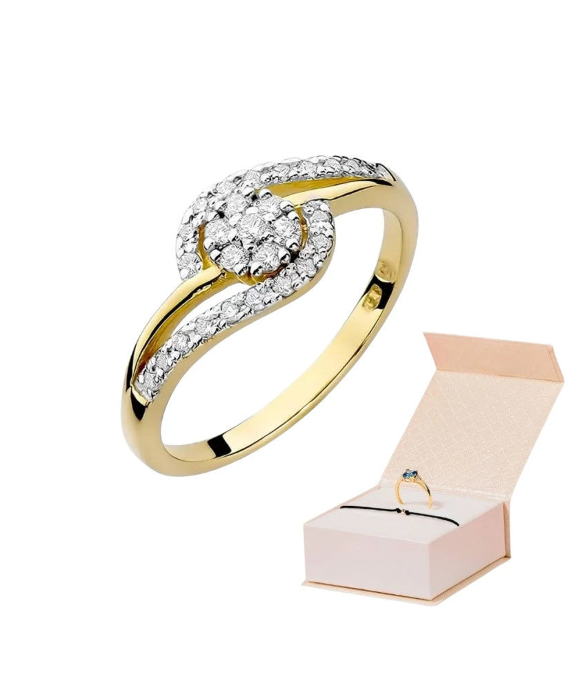 Złoty Pierścionek 14k z diamentem brylant 0,17ct