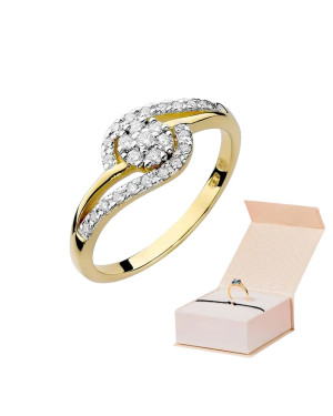 Złoty Pierścionek 14k z diamentem brylant 0,17ct