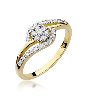 Złoty Pierścionek 14k z diamentem brylant 0,17ct