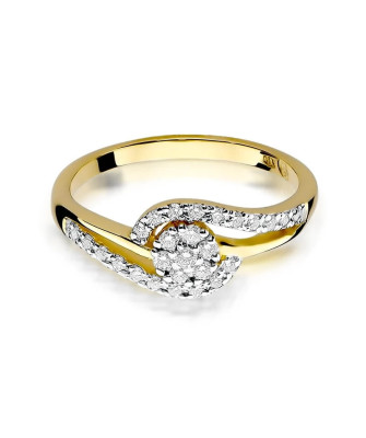 Złoty Pierścionek 14k z diamentem brylant 0,17ct