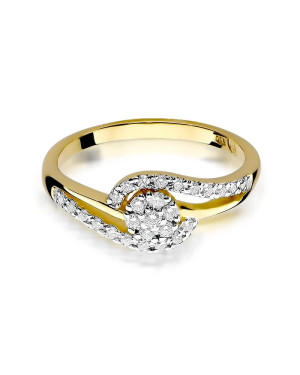 Złoty Pierścionek 14k z diamentem brylant 0,17ct