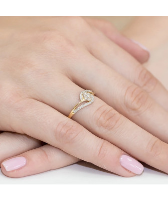 Złoty Pierścionek 14k z diamentem brylant 0,17ct