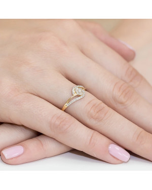 Złoty Pierścionek 14k z diamentem brylant 0,17ct