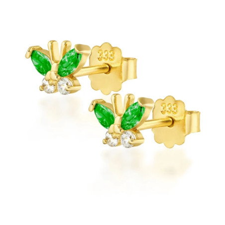 Gold earrings with green butterflies 585 K1.158Pz| GoldJewellery