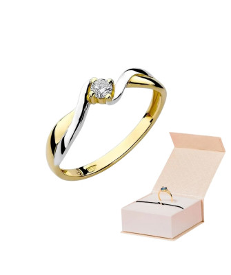 Złoty Pierścionek 14k z diamentem brylant 0,08ct