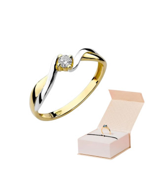 Złoty Pierścionek 14k z diamentem brylant 0,08ct