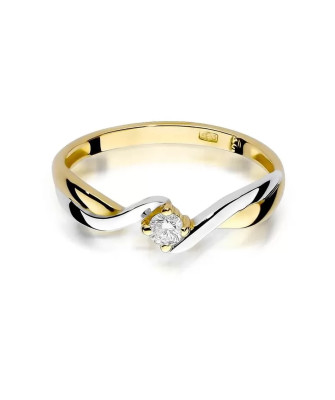 Złoty Pierścionek 14k z diamentem brylant 0,08ct