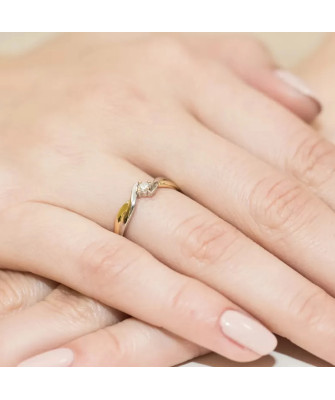 Złoty Pierścionek 14k z diamentem brylant 0,08ct