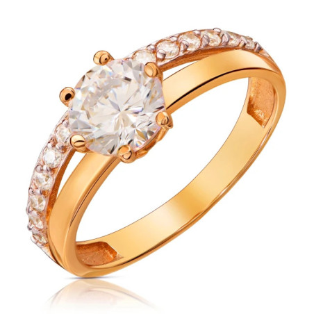 Ring made of rose gold 585 zircons large stone P3.1501RP | GoldJewellery