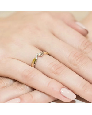 Złoty Pierścionek 14k z diamentem brylant 0,08ct