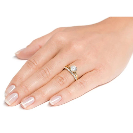 Ring made of rose gold 585 zircons large stone P3.1501RP | GoldJewellery