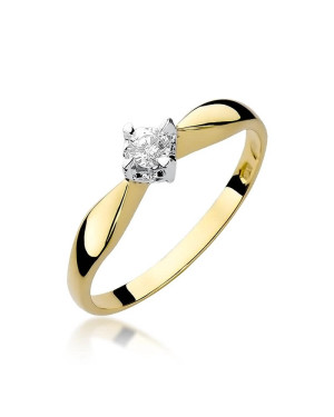 Złoty Pierścionek 14k z diamentem brylant 0,12ct