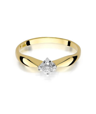 Złoty Pierścionek 14k z diamentem brylant 0,12ct