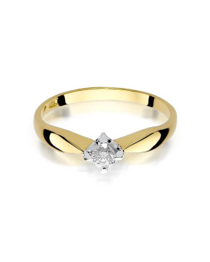 Złoty Pierścionek 14k z diamentem brylant 0,12ct