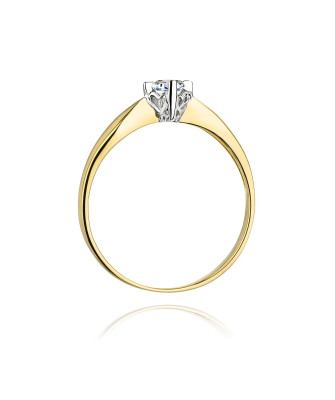 Złoty Pierścionek 14k z diamentem brylant 0,12ct