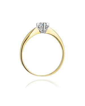 Złoty Pierścionek 14k z diamentem brylant 0,12ct