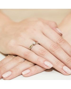 Złoty Pierścionek 14k z diamentem brylant 0,12ct