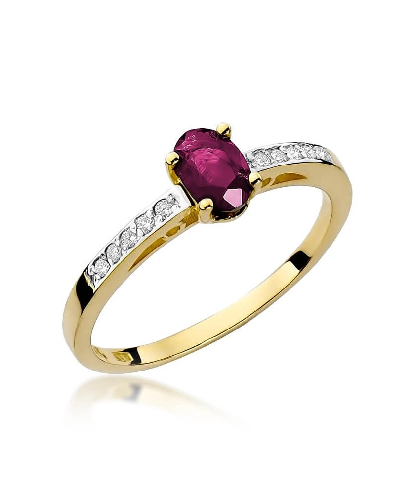 Złoty Pierścionek 14k z diamentem rubin 0,60ct