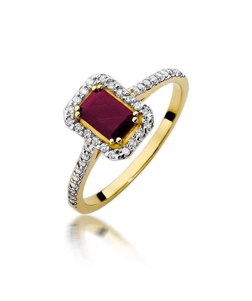 Złoty Pierścionek 14k z diamentem rubin 0,80ct