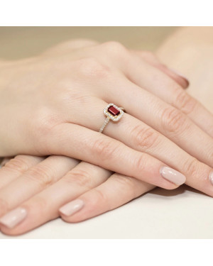 14k Gold Ring with Diamond Ruby 0.80ct