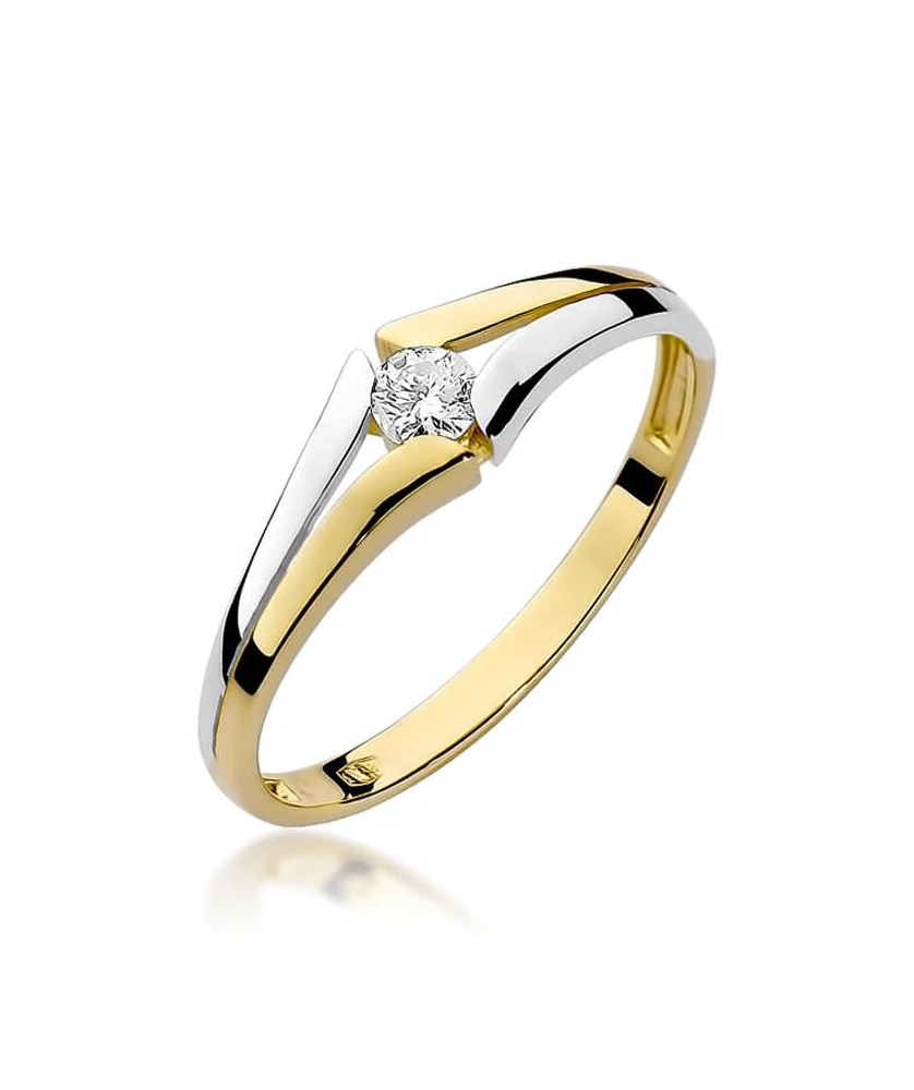 Złoty Pierścionek 14k z diamentem brylant 0,10ct