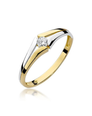 Złoty Pierścionek 14k z diamentem brylant 0,10ct
