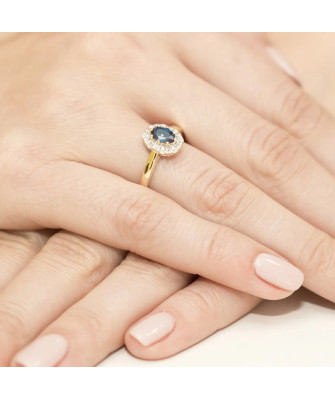 Złoty Pierścionek 14k z diamentem tanzanit 0,40ct