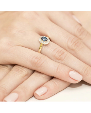 Złoty Pierścionek 14k z diamentem tanzanit 0,40ct