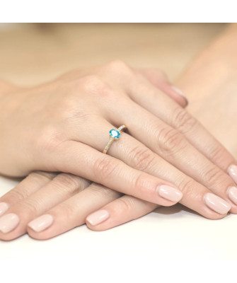 Złoty Pierścionek 14k z diamentem topaz 0,50ct