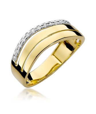 Złoty Pierścionek 14k z diamentem brylant 0,09ct