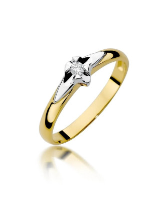 Złoty Pierścionek 14k z diamentem brylant 0,04ct