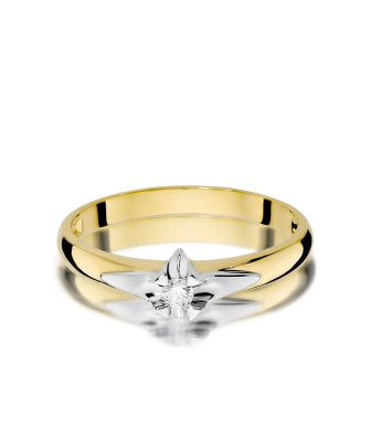 Złoty Pierścionek 14k z diamentem brylant 0,04ct