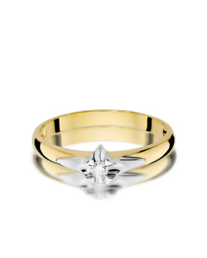 Złoty Pierścionek 14k z diamentem brylant 0,04ct