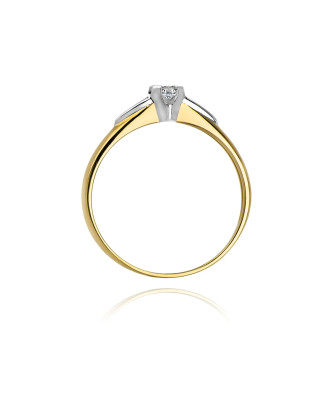 Złoty Pierścionek 14k z diamentem brylant 0,04ct