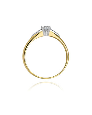 Złoty Pierścionek 14k z diamentem brylant 0,04ct