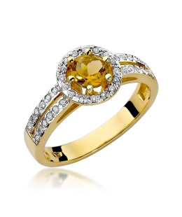14k Gold Ring with Citrine Diamond 0.50ct
