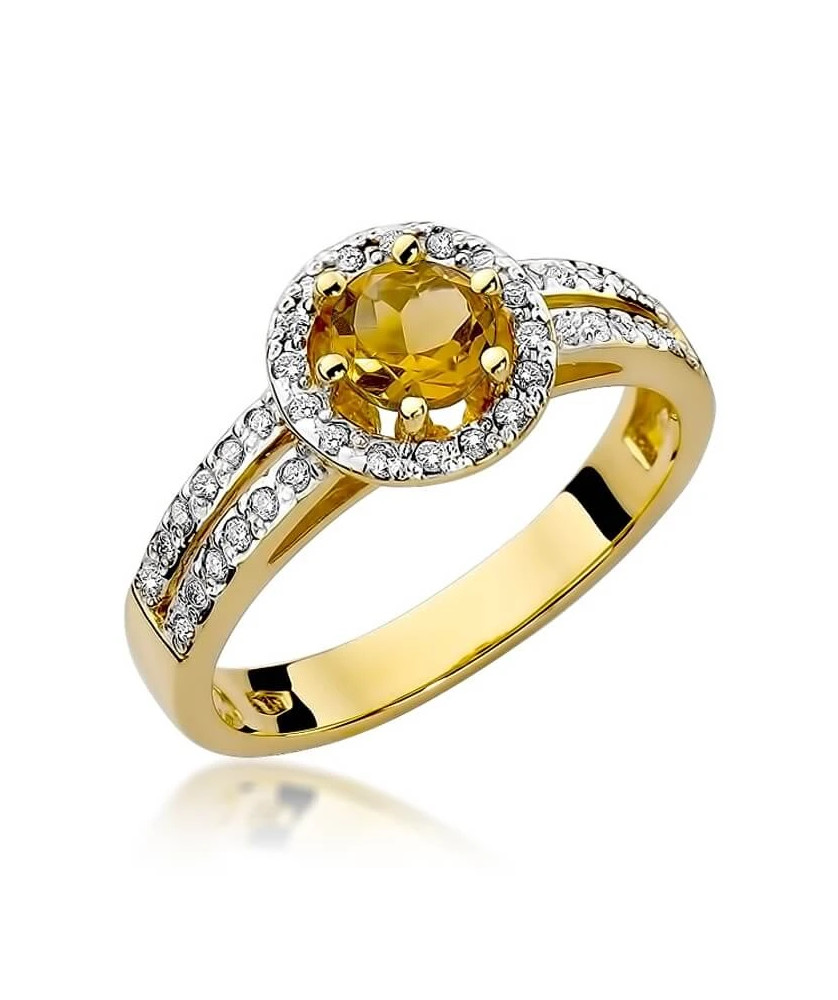 14k Gold Ring with Citrine Diamond 0.50ct