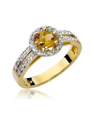 14k Gold Ring with Citrine Diamond 0.50ct
