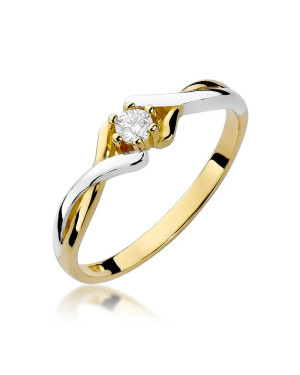 Złoty Pierścionek 14k z diamentem brylant 0,08ct