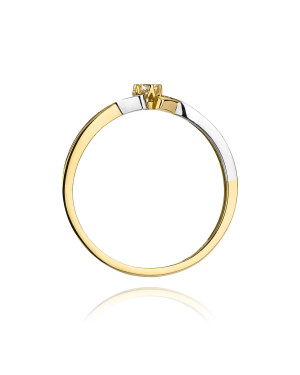 Złoty Pierścionek 14k z diamentem brylant 0,08ct
