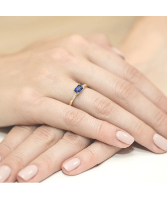 Złoty Pierścionek 14k z diamentem szafir 0,70ct