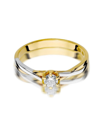 Złoty Pierścionek 14k z diamentem brylant 0,23ct