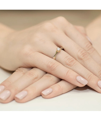Złoty Pierścionek 14k z diamentem brylant 0,23ct