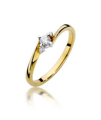 Złoty Pierścionek 14k z diamentem brylant 0,12ct