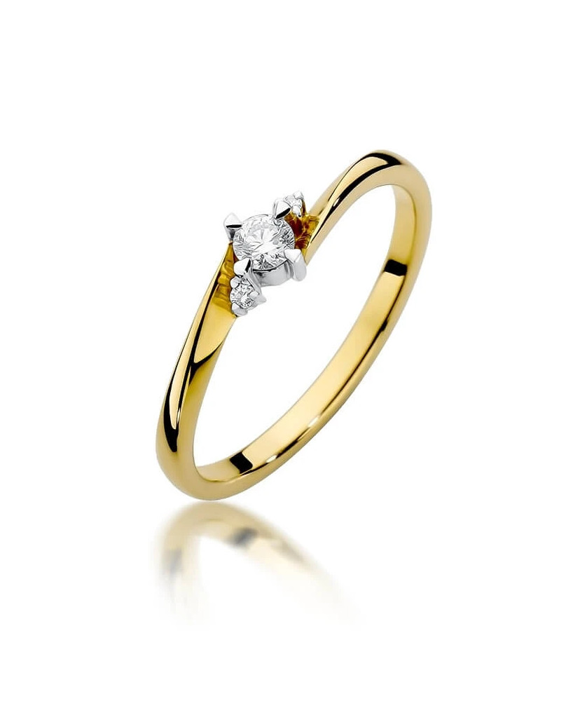 Złoty Pierścionek 14k z diamentem brylant 0,12ct