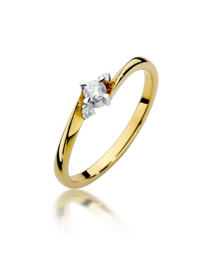 Złoty Pierścionek 14k z diamentem brylant 0,12ct