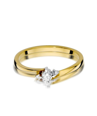 Złoty Pierścionek 14k z diamentem brylant 0,12ct