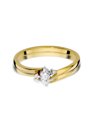 Złoty Pierścionek 14k z diamentem brylant 0,12ct